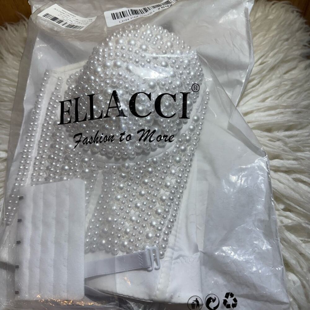 ELLACCI White Pearl Slim Crop Top Camisole XS